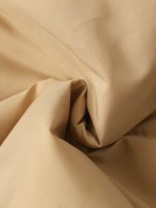 SHEIN Elladie kids 青少年女孩加厚外套，卡其色，休閒版型，秋冬保暖，時尚百搭，冬季，連帽，拉鍊，寬鬆，厚實，日常穿著，街頭風，秋季 - 卡其色 - 查看 10