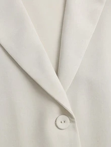 Sunnyshic French Elegant Lapel Design Unique Flap Cuff Same Color Button Closure Unique Button Style Waist Belt Early Autumn Long Sleeve Commuter Versatile Women's Blazer - Apricot - View 6
