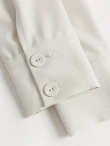 Sunnyshic French Elegant Lapel Design Unique Flap Cuff Same Color Button Closure Unique Button Style Waist Belt Early Autumn Long Sleeve Commuter Versatile Women's Blazer - Apricot - View 5