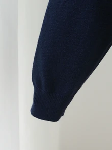 SHEIN 女童可愛卡通秋季針織開襟外套，時尚休閒甜美藍色針織夾克，柔軟舒適面料，秋冬百搭外套 - 藏蓝色 - 查看 5