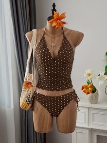 Swim Mod Women's Tropical Ditsy Floral Bikini Two Pieces Bikini Set Set, Casual Vacation - Multicolor - View 3