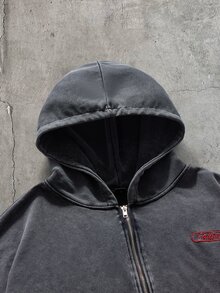 AXEPEAK American Casual Vacation Brown Fur Collar Sweatshirt Men's Niche Design Slim Fit Short Sweatshirt Hooded Jacket - Dark Grey - View 6