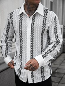 Manfinity CasualCool 男士針織長袖休閒紋理成熟風上衣 - 彩色 - 查看 4