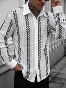 Manfinity CasualCool 男士針織長袖休閒紋理成熟風上衣 - 彩色 - 查看 5