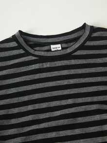 SHEIN 青少年女孩迷你針織寬鬆版型黑色T恤套裝,萬聖節秋季風格秋季穿搭 - 黑色 - 查看 5