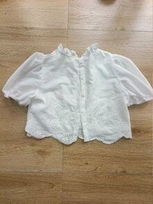 SHEIN Tween Girls 2pcs/Set Children's All White Summer Tea Party Holiday Wedding Korean Fashion Cute Western Short Sleeved Mori Style Top Mini Skirt - White - View 5