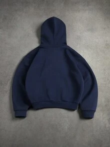 STYNVO 男士字母印花長袖口袋休閒連帽衫 - 藏蓝色 - 查看 2
