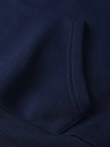 STYNVO 男士字母印花長袖口袋休閒連帽衫 - 藏蓝色 - 查看 6