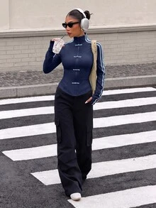 Muchica Women's Spring/Summer New Knit Sporty Style Thin Sun Protection Cardigan With Ribbon And Frog Button Design - Navy Blue - View 5