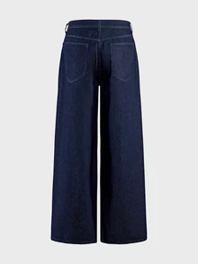AXEPEAK Men's Gourd Buckle Decor Washed Vintage Long Pants - Blue - View 3