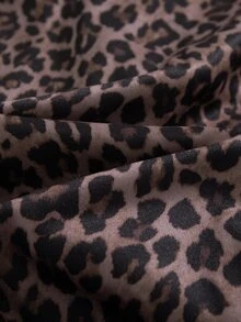 Teen Girls Leopard Print Half Zip Fleece Sweatshirt Brown Vintage Stand Collar Loose Pullover Fall Y2K Casual Streetwear - Multicolor - View 5