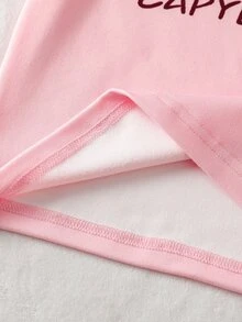 [Random 1 Set] Young Girls Pajamas, New Arrival Cute Hamster Pattern Print Tight Fit Knit Fabric Short Sleeve Top And Long Pants Sleepwear Set, 1 Top + 1 Pants (Random Delivery) - Multicolor - View 4