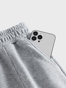 AXEPEAK Men's Casual Vacation Loose Sports College Style Handsome Versatile Patchwork Sweatpants - Grey - View 7