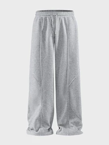 AXEPEAK Men's Casual Vacation Loose Sports College Style Handsome Versatile Patchwork Sweatpants - Grey - View 5
