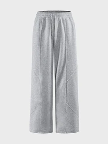 AXEPEAK Men's Casual Vacation Loose Sports College Style Handsome Versatile Patchwork Sweatpants - Grey - View 2