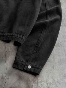 AXEPEAK Men's Washed Black Zipper Long Sleeve Top - Black - View 5