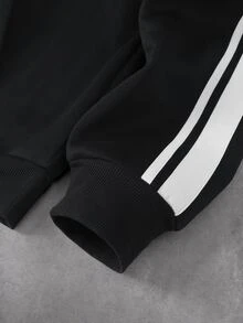 STYNVO 男士字母印花休閒日常連帽衫 - 黑色 - 查看 5
