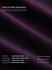 GLOWMODE 24" Ultrafine Soft Seamless V-Waist Contoured Scrunch Bum Contrast Seams Non-See-Through Leggings Running Workout Gym - Bold Plum - View 7