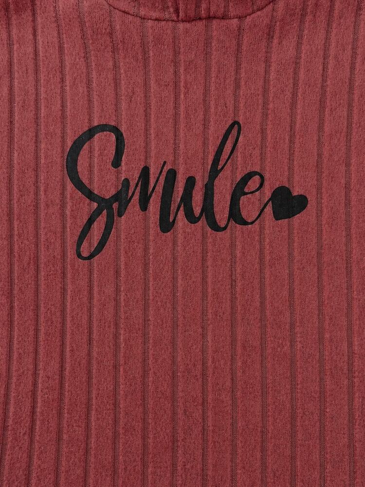 Elladie kids Young Girls New Rose Red Hooded Long Sleeve Top And Elastic Waist Casual Loose Soft Knit Pants 2 Pieces Set, Spring/Autumn - Hot Pink - View 7