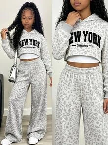 3pcs/Set Girls Camouflage Print Sweatshirt Top & Cami Tank Top & Casual Tapered Leg Pants Suitable For Spring And Autumn Back To School - Light Grey - View 2