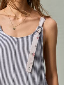SoleilVie Women's Striped Casual Cottage Core Jumpsuit For Commuting Brunch Vacation Blue And White Striped Summer - Multicolor - View 8
