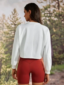 Exploreva Solid Cross Wrap Crop Outdoor Tee - White - View 3