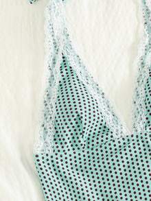 Swim Mod Set Baju Renang Tankini Wanita Motif Polkadot Berenda dengan Tali Depan, Gaya Imut untuk Musim Semi/Panas - MultiWarna - View 4