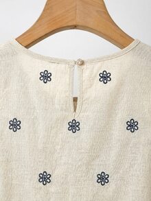 SHEIN Clasi 優雅女款紋理百褶上衣花卉寬腿褲套裝 海軍藍花卉 夏季休閒 教師節穿搭 花園派對 度假早午餐 - 藏蓝色 - 查看 12