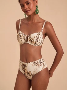 Travachic Women's Summer Beach Leopard Print Sexy Bikini & Triangle Bottom Two-Piece Swimsuit Set - Multicolor - View 4