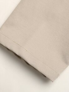 SHEIN 青少年女孩卡其色雙排扣優雅街頭風小立領拉鍊夾克外套，秋冬款 - 卡其色 - 查看 7