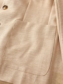 HIMLAND Men's Solid Beige Two Pieces Suit (Single-Breasted Blazer And Straight-Leg Trousers) Relaxed Fit Halloween Winter Party Autumn - Beige - View 7