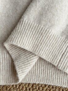 Girls' Contrast Lace Collar Cable Knit Sweater Dress - Grey - View 6