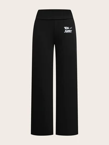 TOM & JERRY X SHEIN SHEIN EZwear 2pcs Women's Cartoon Print Long Pants, Suitable For Outings - Multicolor - View 3