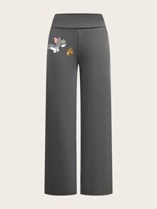 TOM & JERRY X SHEIN SHEIN EZwear 2pcs Women's Cartoon Print Long Pants, Suitable For Outings - Multicolor - View 5