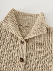 LUMIGAL Women's Solid Color Casual Versatile Daily Long Sleeve Cardigan - Camel - View 5