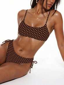 Oceva 2pcs/Set Fashionable Polka Dot Tie-Up Women's Summer Swimwear - Multicolor - View 6