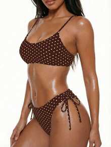 Oceva 2pcs/Set Fashionable Polka Dot Tie-Up Women's Summer Swimwear - Multicolor - View 4