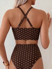 Oceva Set Bikini Tankini Leher V Motif Leopard untuk Liburan Pantai Musim Panas Wanita 2025 - MultiWarna - View 3