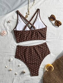 Oceva Set Bikini Tankini Leher V Motif Leopard untuk Liburan Pantai Musim Panas Wanita 2025 - MultiWarna - View 5