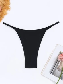 Swim Basics Summer Beach Women's High Cut Bikini Bottoms With Circular Link Detail Carnival - Black - View 3