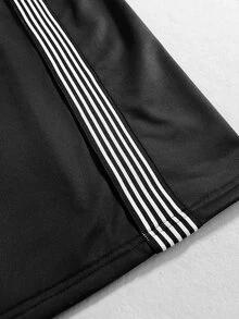 ROMWE MEN Batman X ROMWE Men's Letter Print Double Waistband Loose Fit Streetwear Sweatpants - Black - View 7