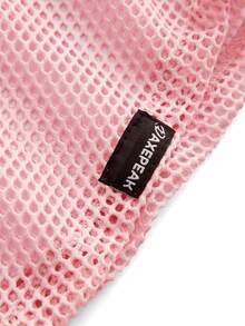 SHEIN Cheerettes 素色鏤空魚網運動背心 - 粉色 - 查看 7