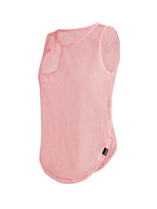 SHEIN Cheerettes 素色鏤空魚網運動背心 - 粉色 - 查看 5