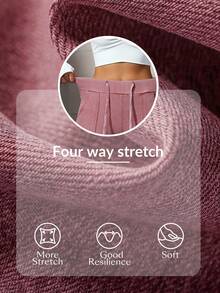 Flexra Dopamine Style Raspberry Pink Distressed 4-Way Stretch Soft Denim Loose Flared Long Pants, High Waist Drawstring Comfortable Sweatpants With Front And Back Pockets, Leg-Flattering Everyday Versatile Sporty Flare Pants - Pink - View 9