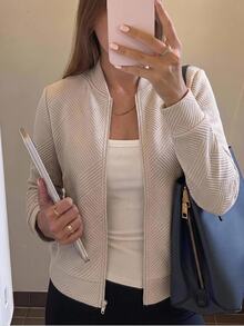Easowa Fashionable Casual Sequin Jacquard Knitted Beige Jacket, Suitable For Commuting Office Everyday Work In Autumn,Casual - Khaki - View 11