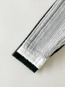 SHEIN Vintaside Kids 3件組女嬰幼兒女童休閒寬鬆打底褲套裝，白色、黑色、淺灰色素色針織羅紋長袖圓領，適合假期派對、居家、冬季穿著 - 彩色 - 查看 6
