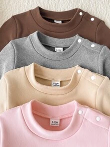 SHEIN Vintaside Kids Baby Girl Romper Fall Winter Long Sleeve Khaki Mint Print Body - Multicolor - View 7