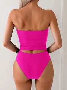 Hansera Elegant Versatile Slim Fit Sleeveless Crop Top, Fashionable For Summer - Hot Pink - View 2
