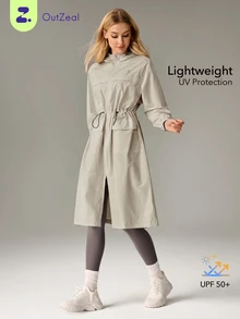 OutZeal Women Sun-Proof Jacket Hiking Camping Fishing UV Protection Lightweight Long Hooded Outdoor Jacket - Khaki - View 1