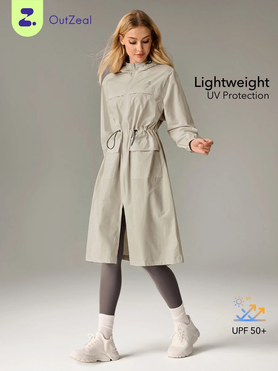 OutZeal Women Sun-Proof Jacket Hiking Camping Fishing UV Protection Lightweight Long Hooded Outdoor Jacket - Khaki - View 1